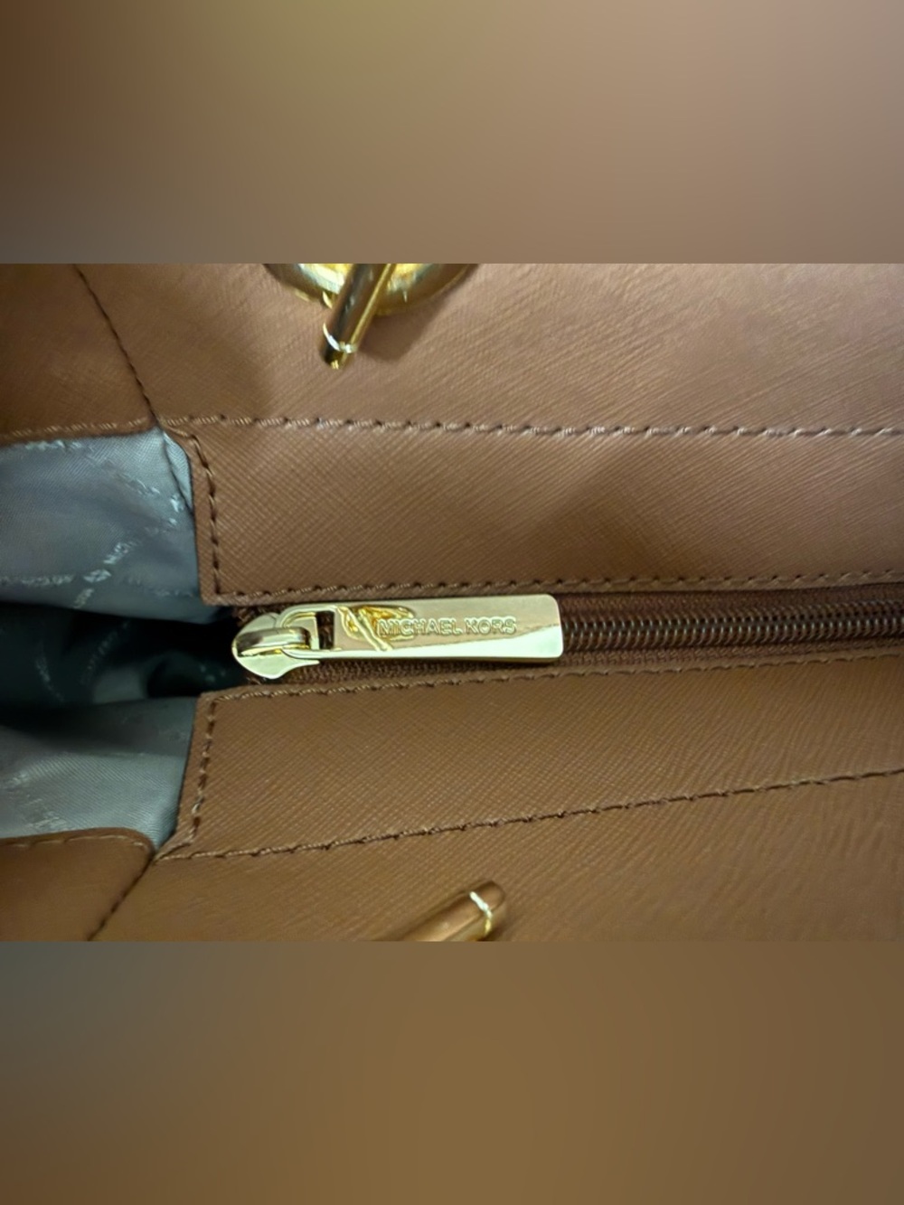 Michael Kors Jet Set -Dark Brown MK Signature Logo Shoulder Bag - Picture 9 of 15